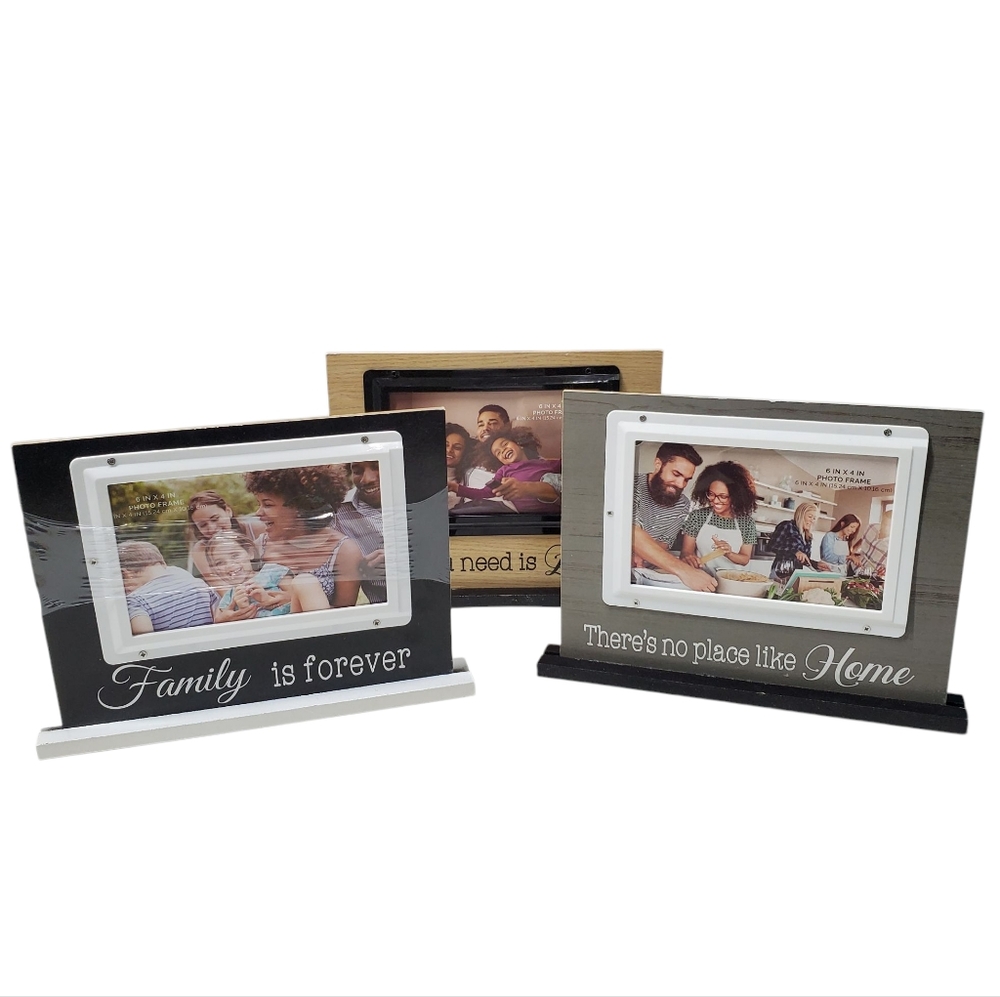 NEW Family Sentiments Photo Frame Set - Black, Brown, Gray Set Of 3
